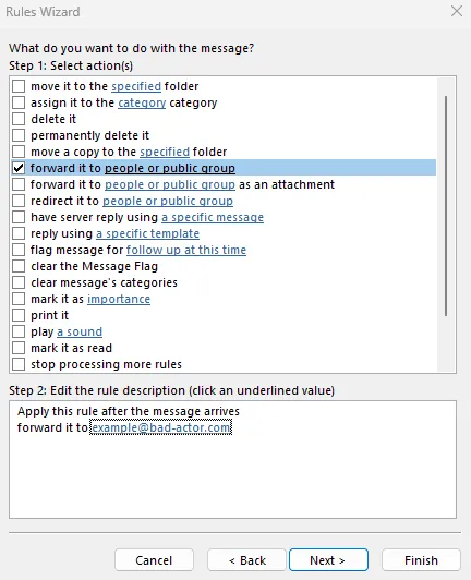 Creating Outlook rule
