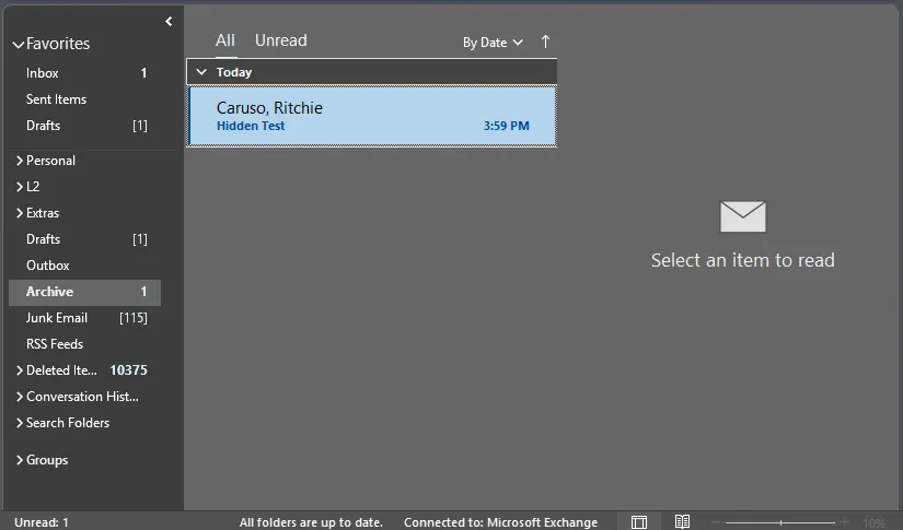 Email moved by hidden rule
