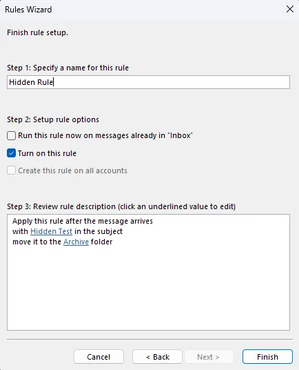Rule that will be hidden